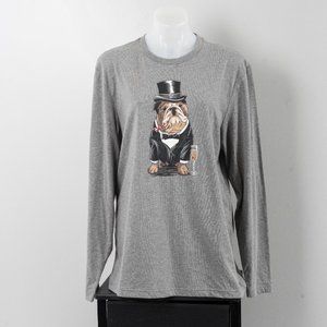 NWT CLUB ROOM BULLDOG TUXEDO T shirt - L